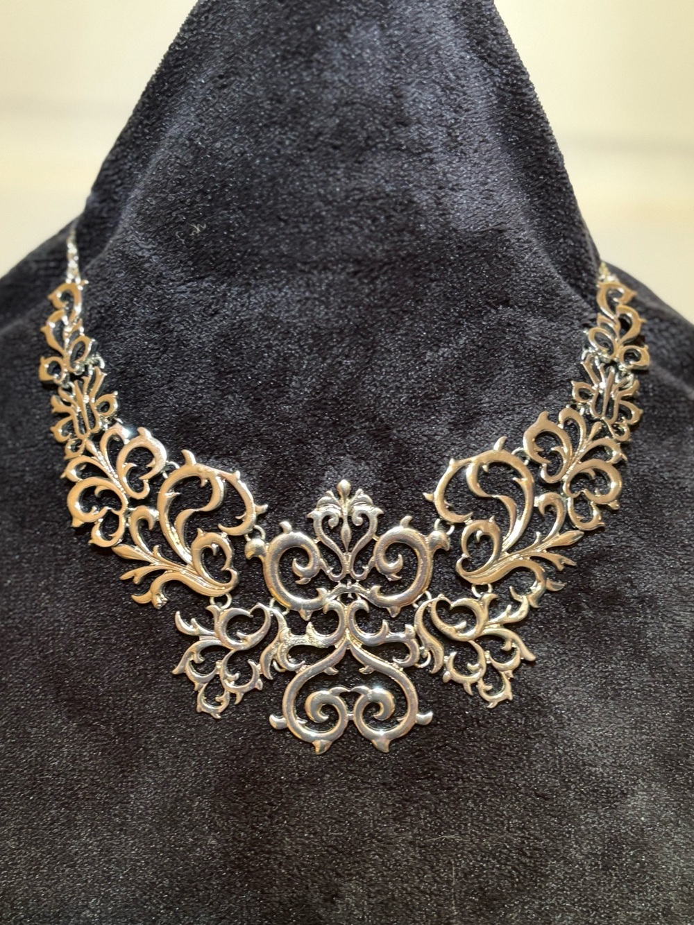 Vintage NY&CO Silver Filigree Statement Bib Necklace